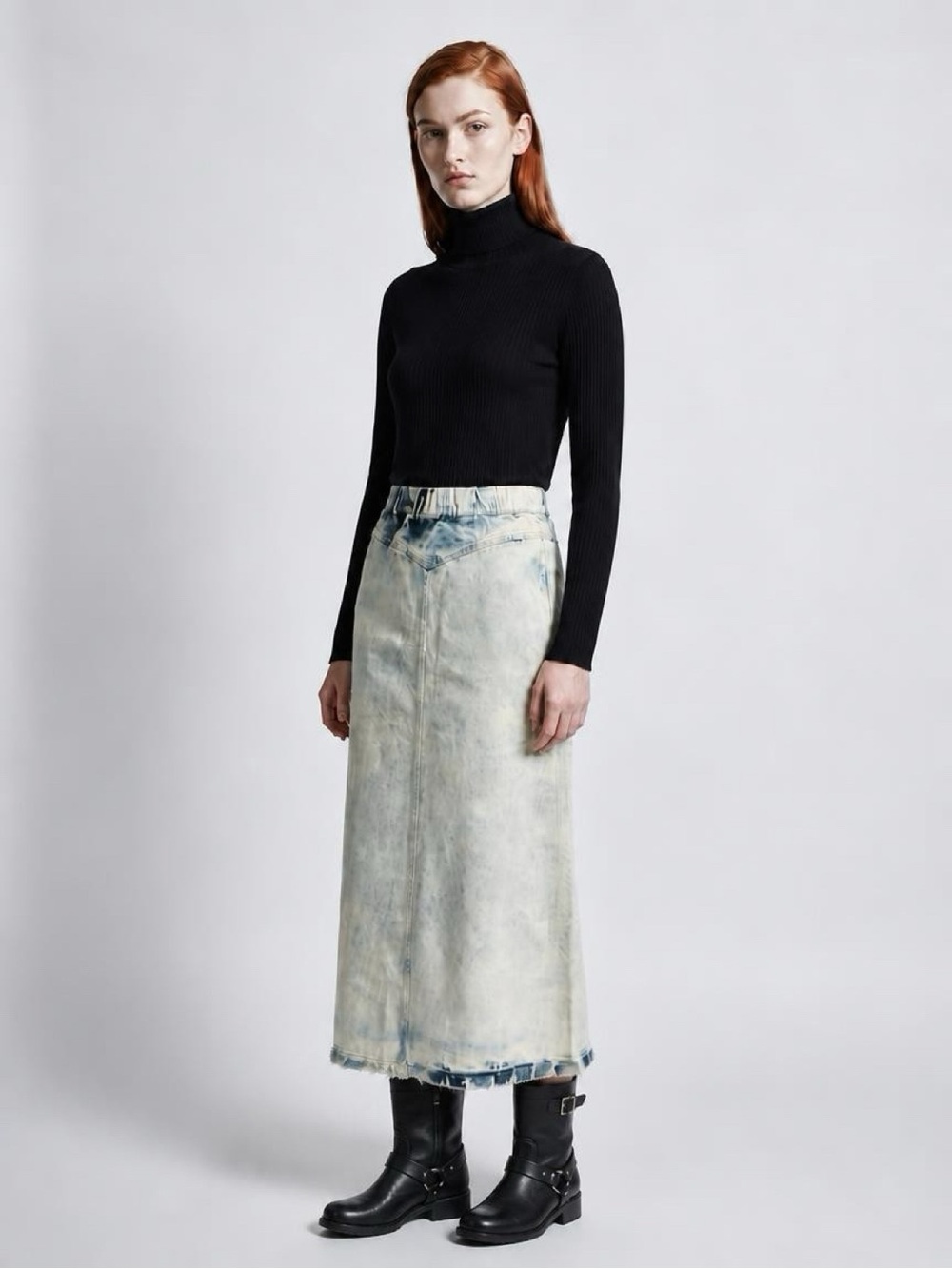 Sea New York Washed Light Denim Maxi Skirt